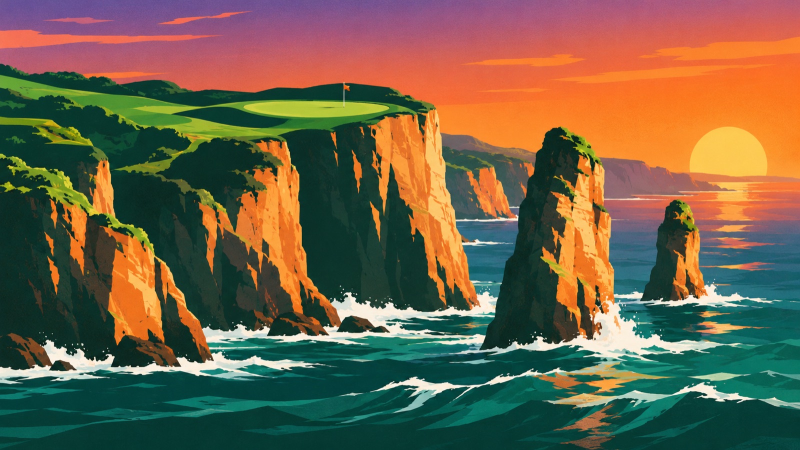 The cliffs and sea stacks at Sunridge Coast